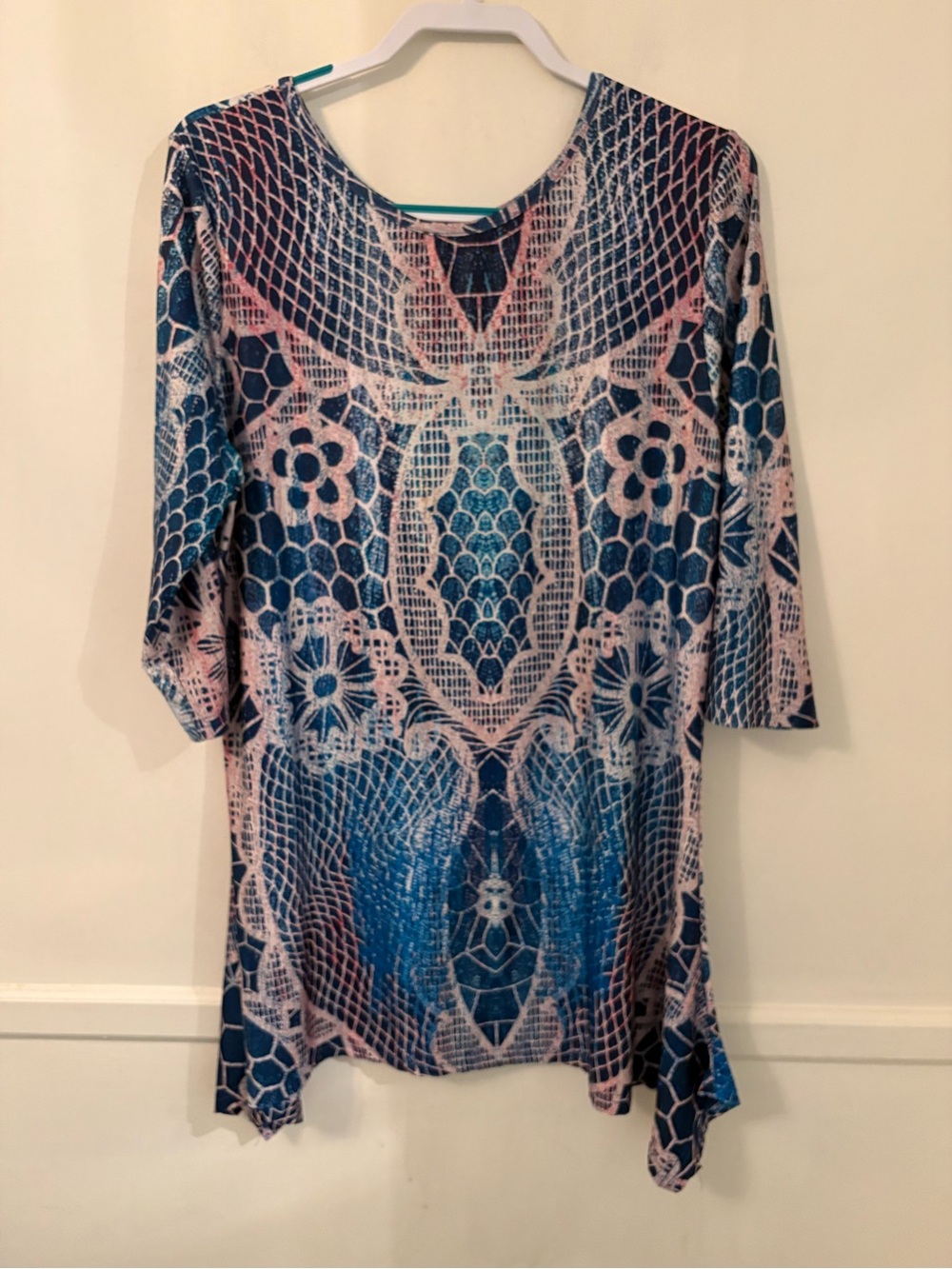 Lily By Firmiana Plus Sz Womens Multicolor Stretch 3/4 Sleeve Dress /Tunic Sz 1X